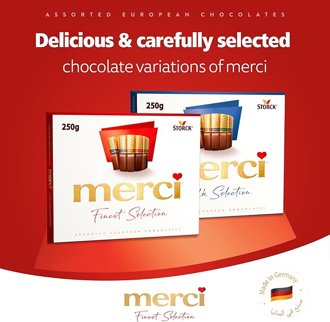 Merci Chocolate, Assorted Premium European Chocolates 400g, 7 Flavors, Perfect for Gifting and Sharing, Made with Carefully Selected Ingredients