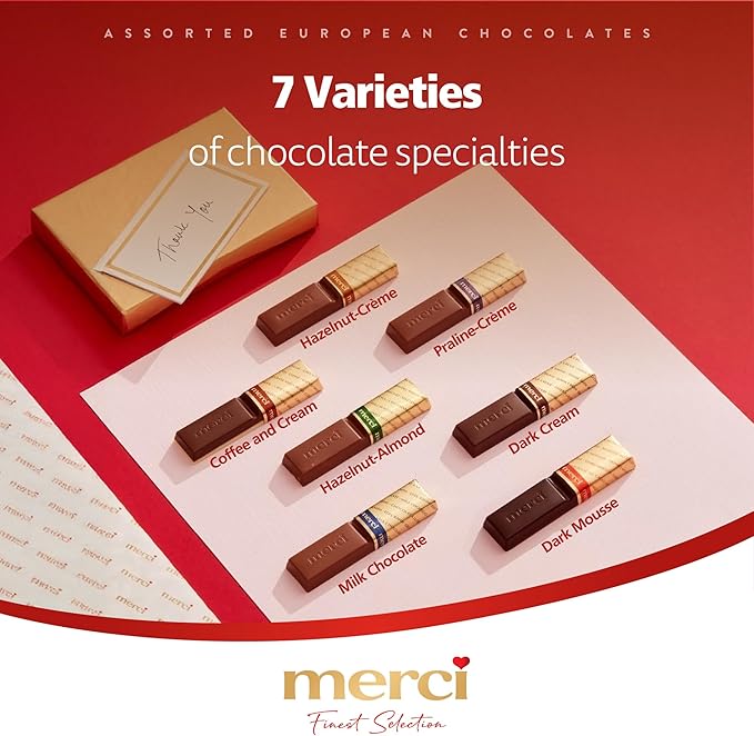 Merci Chocolate, Assorted Premium European Chocolates 400g, 7 Flavors, Perfect for Gifting and Sharing, Made with Carefully Selected Ingredients