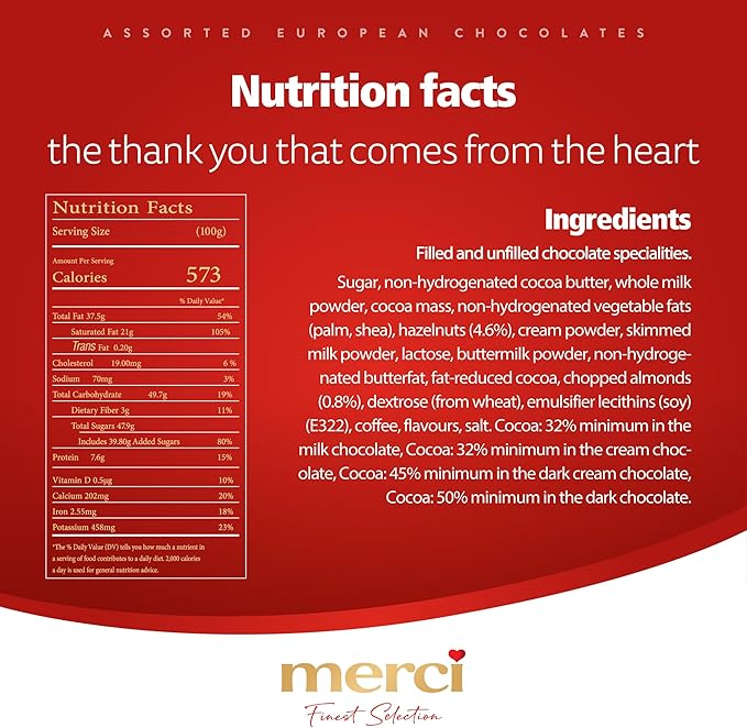 Merci Chocolate, Assorted Premium European Chocolates 400g, 7 Flavors, Perfect for Gifting and Sharing, Made with Carefully Selected Ingredients