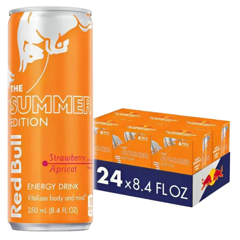 Red Bull The Summer Edition Energy Drink Strawberry Apricot Cans - (24x250ml)